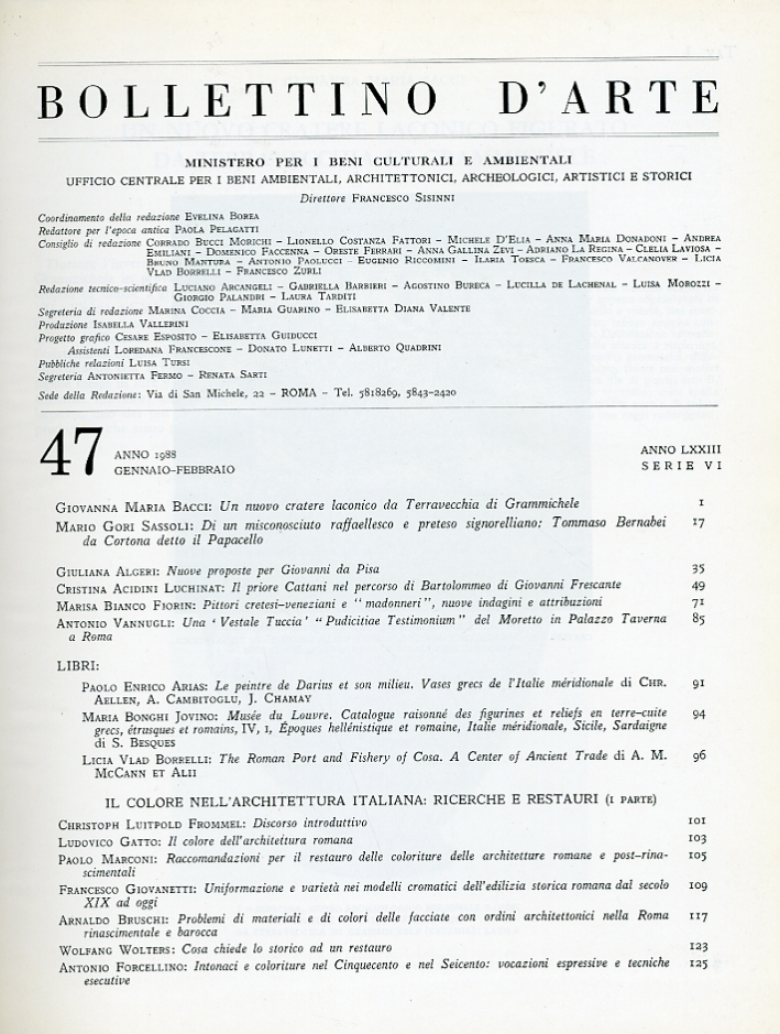 Bollettino d'Arte. 1988 47-52 Bollettino d'Arte. 1988 47-52