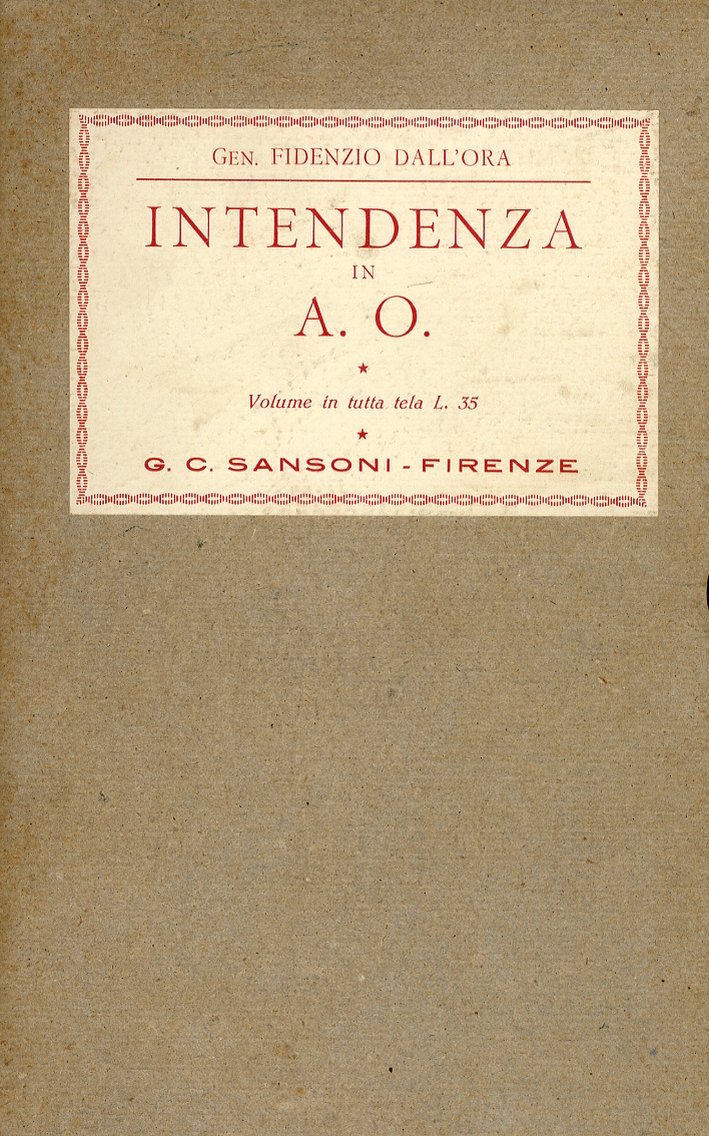 Intendenza in A. O Intendenza in A. O