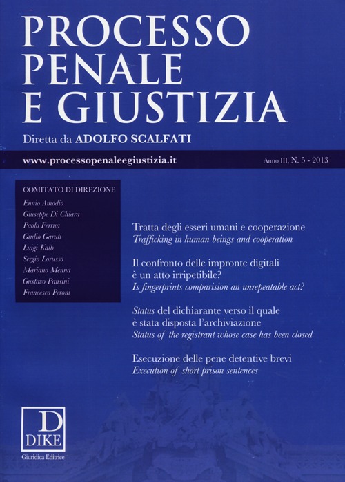 Processo penale e giustizia (2013). Vol. 5 Processo penale e giustizia (2013). Vol. 5