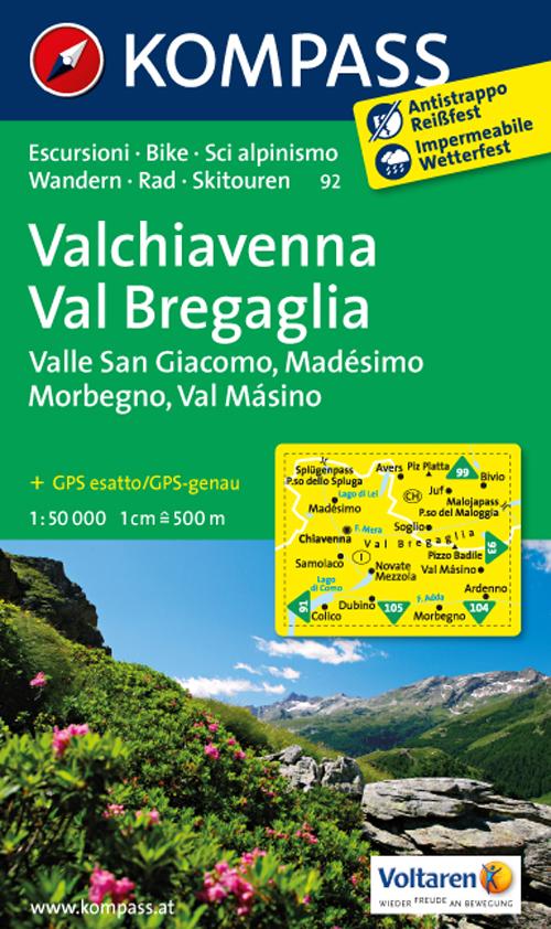 Carta escursionistica n. 92. Valchivenna, Val Bregaglia 1:50000 Carta escursionistica n. 92. Valchivenna, Val Bregaglia 1:50000
