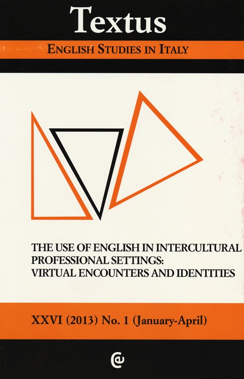 Textus. English studies in Italy (2013). Vol. 1 Textus. English studies in Italy (2013). Vol. 1