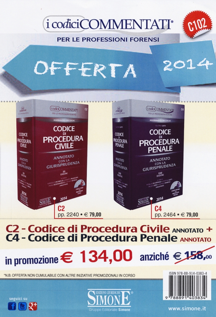 Codice di procedura civile-Codice di procedura penale. Annotati con la giurisprudenza. Con CD-ROM Codice di procedura civile-Codice di procedura penale. Annotati con la giurisprudenza. Con CD-ROM