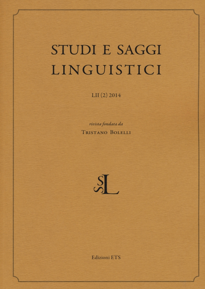 Studi e saggi linguistici (2014). Vol. 2 Studi e saggi linguistici (2014). Vol. 2