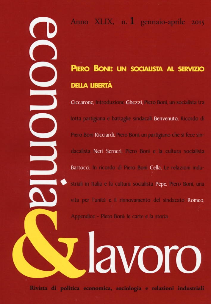Economia & lavoro (2015). Vol. 1 Economia & lavoro (2015). Vol. 1