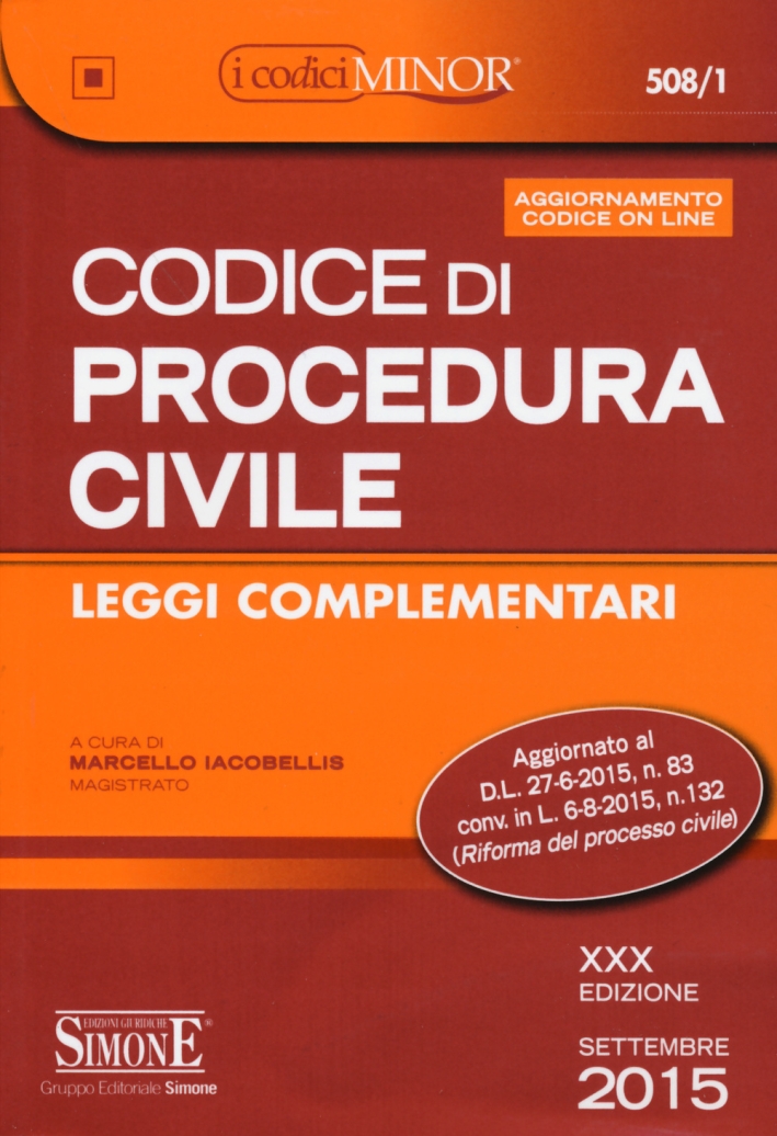 Codice di procedura civile. Leggi complementari. Ediz. minor. Con aggiornamento online Codice di procedura civile. Leggi complementari. Ediz. minor. Con aggiornamento online