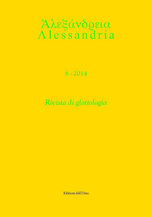 Alessandria. Rivista di glottologia (2014). Vol. 8. Alessandria. Rivista di glottologia (2014). Vol. 8.