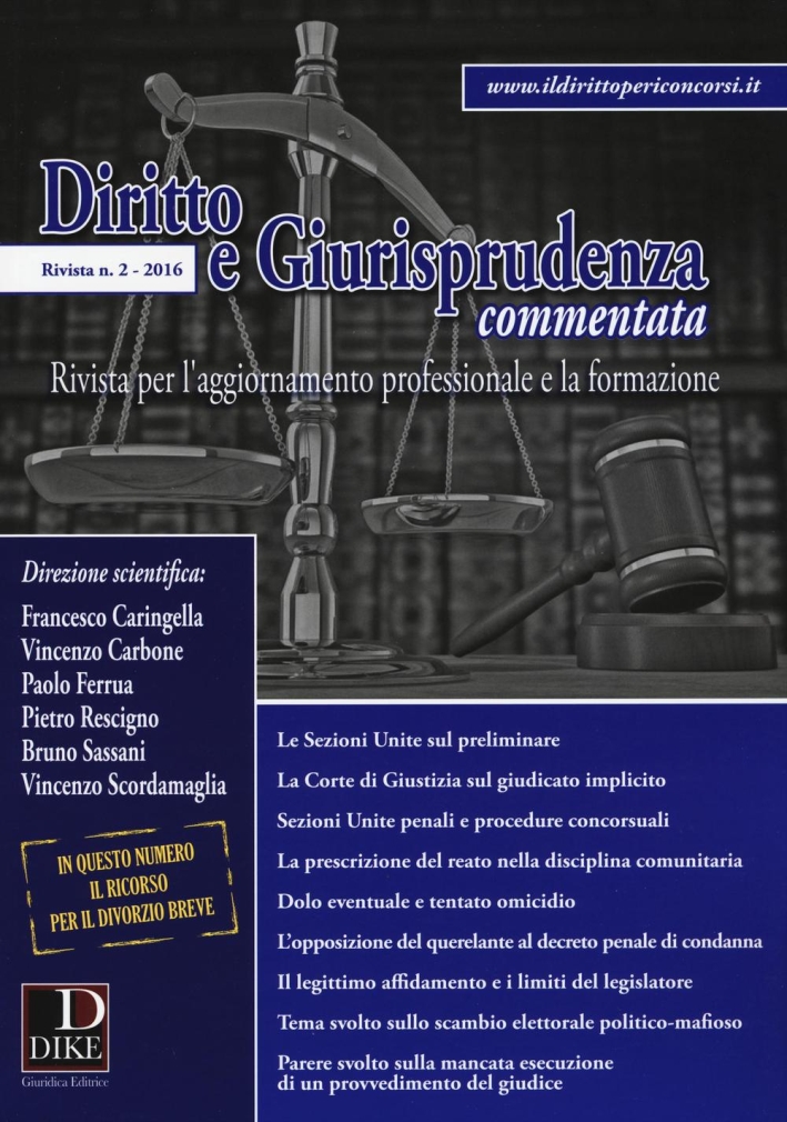 Diritto e giurisprudenza commentata (2016). Vol. 2. Diritto e giurisprudenza commentata (2016). Vol. 2.