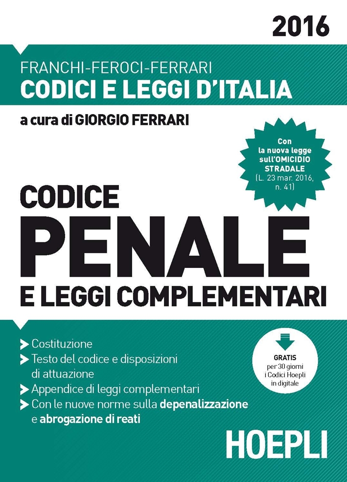 Codice penale e leggi complementari Codice penale e leggi complementari