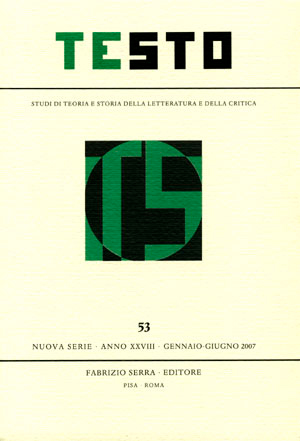Testo. Studi di teoria e storia della letteratura e della critica. XXXVII. 71. 1. 2016. Testo. Studi di teoria e storia della letteratura e della critica. XXXVII. 71. 1. 2016.