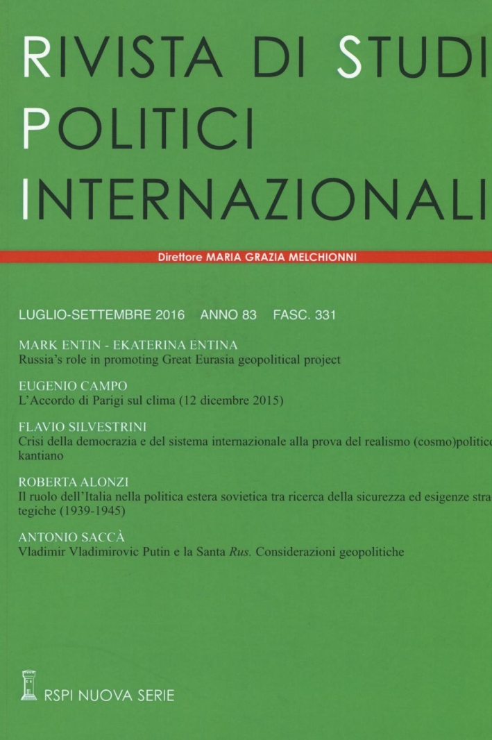 Rivista di studi politici internazionali (2016). Vol. 3. Rivista di studi politici internazionali (2016). Vol. 3.