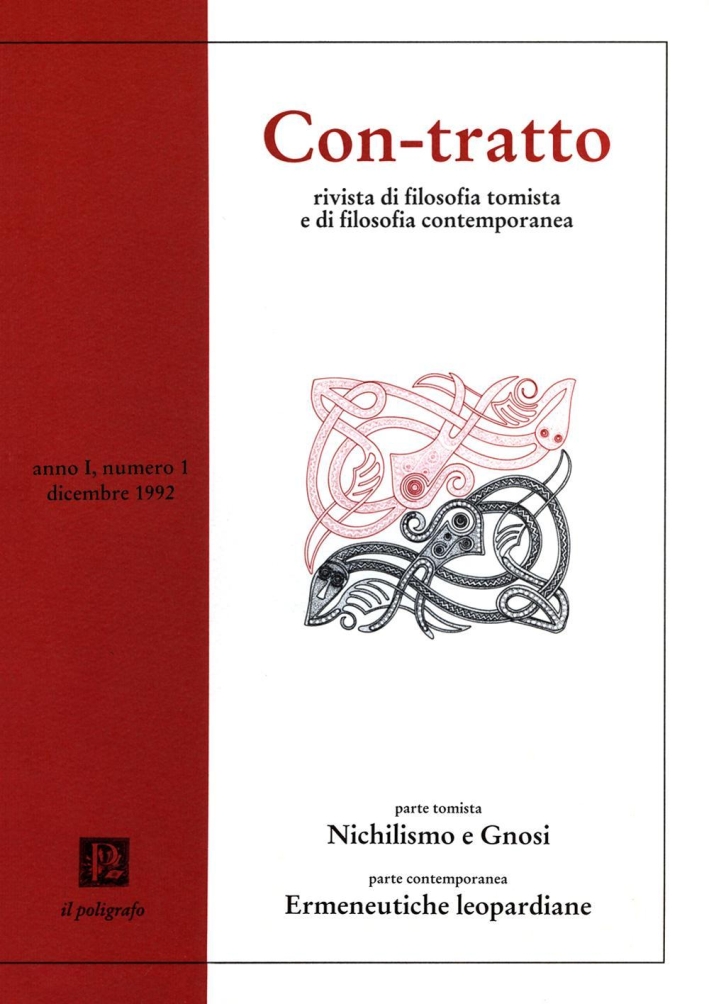 Con-tratto. Rivista di filosofia tomista e di filosofia contemporanea (1 Maggio 1992) Con-tratto. Rivista di filosofia tomista e di filosofia contemporanea (1 Maggio 1992)