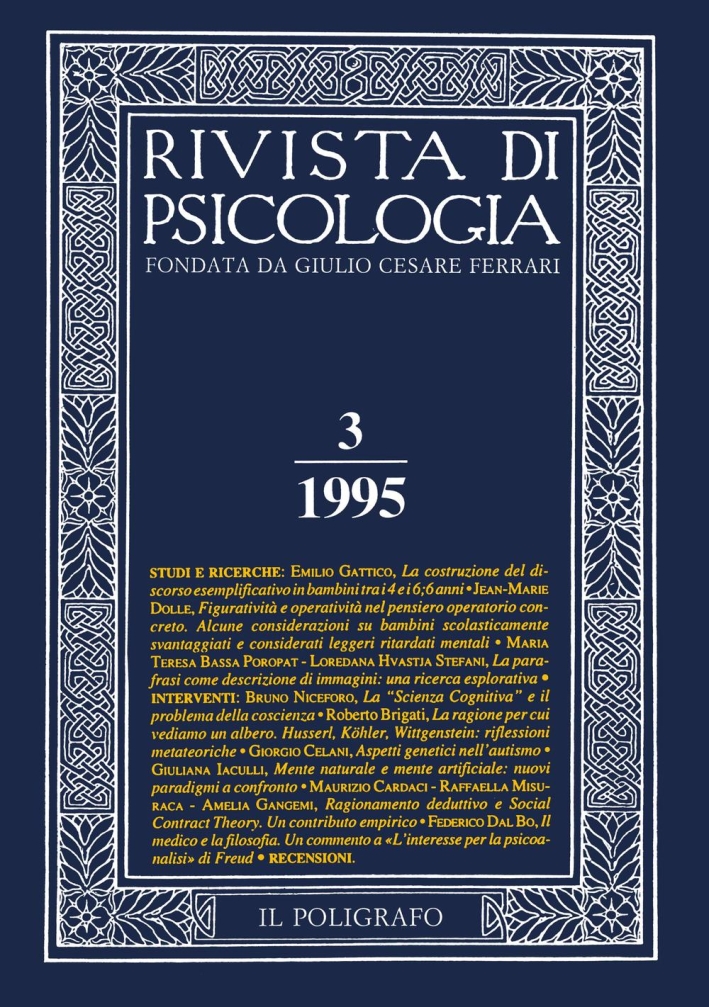 Rivista di psicologia. Vol. 3. 1995 Rivista di psicologia. Vol. 3. 1995