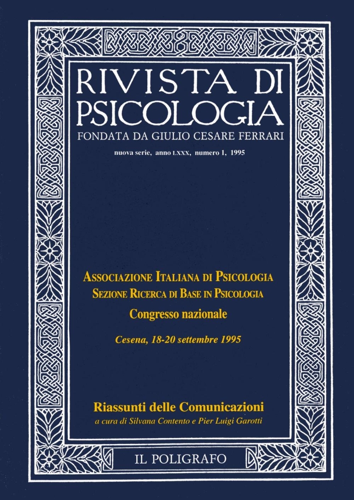 Rivista di psicologia. Vol. 1. 1995 Rivista di psicologia. Vol. 1. 1995
