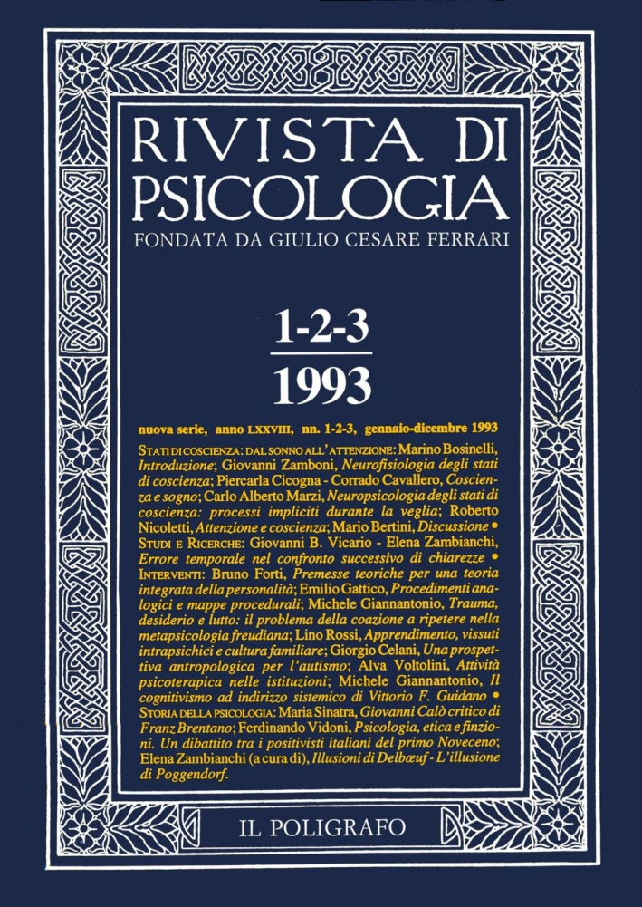 Rivista di psicologia. Vol. 1-2-3. Gennaio-Dicembre 1993 Rivista di psicologia. Vol. 1-2-3. Gennaio-Dicembre 1993