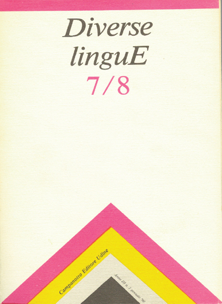 Diverse Lingue 7/8 - Rivista Semestrale delle Letterature Dialettali e delle Lingue Minori. Anno 3 Numero 1. Diverse Lingue 7/8 - Rivista Semestrale delle Letterature Dialettali e delle Lingue Minori. Anno 3 Numero 1.