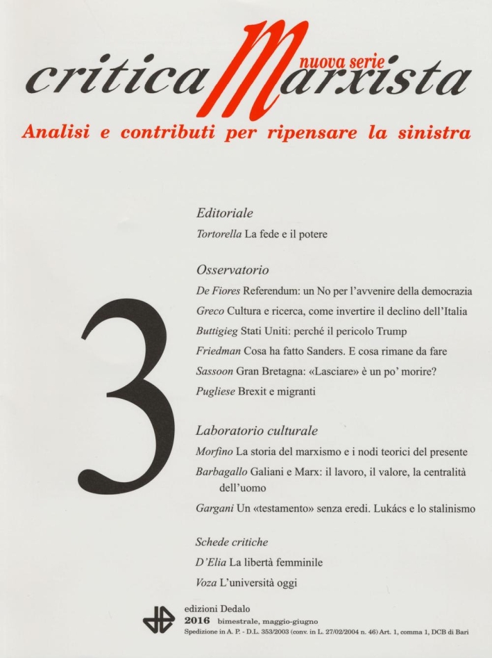 Critica marxista (2016). Vol. 3. Critica marxista (2016). Vol. 3.