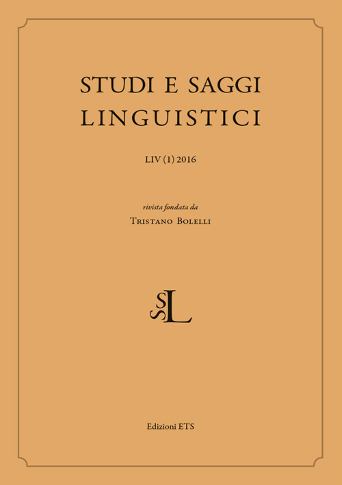 Studi e saggi linguistici (2016). Vol. 1. Studi e saggi linguistici (2016). Vol. 1.