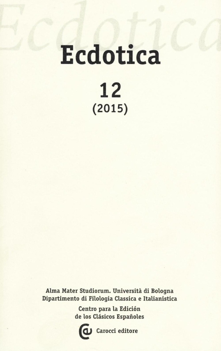 Ecdotica (2015). Vol. 12 Ecdotica (2015). Vol. 12