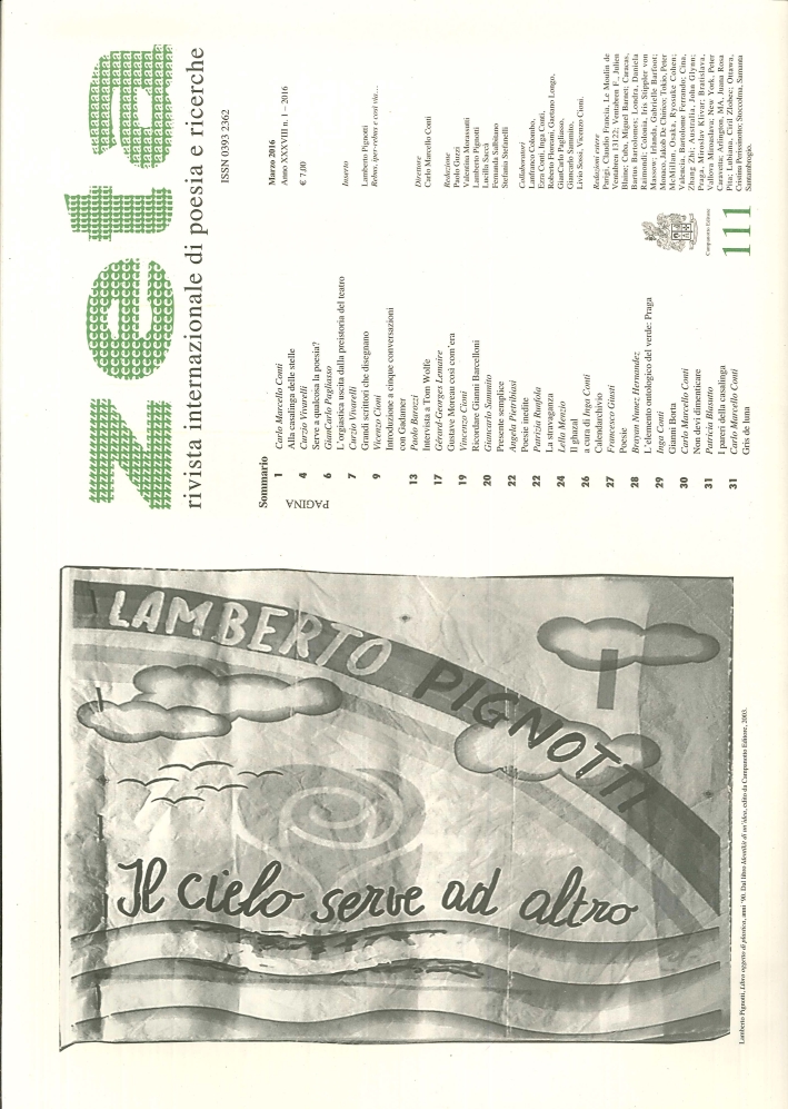 Zeta. Rivista Internazionale di Poesia e Ricerche. 111. Anno XXXVIII. 1/2016