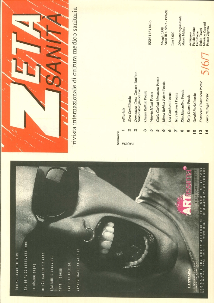 Zeta Sanità. Rivista Internazionale di Cultura Medico Sanitaria. 5/6/7. Anno III. Maggio 1998 Zeta Sanità. Rivista Internazionale di Cultura Medico Sanitaria. 5/6/7. Anno III. Maggio 1998