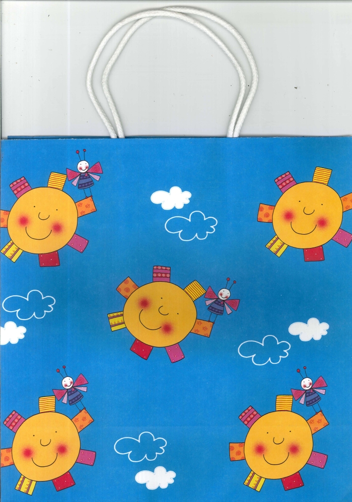 Sacchetti Regalo. Con.5 - Fantasia blu con sole Cm 24x25 Sacchetti Regalo. Con.5 - Fantasia blu con sole Cm 24x25