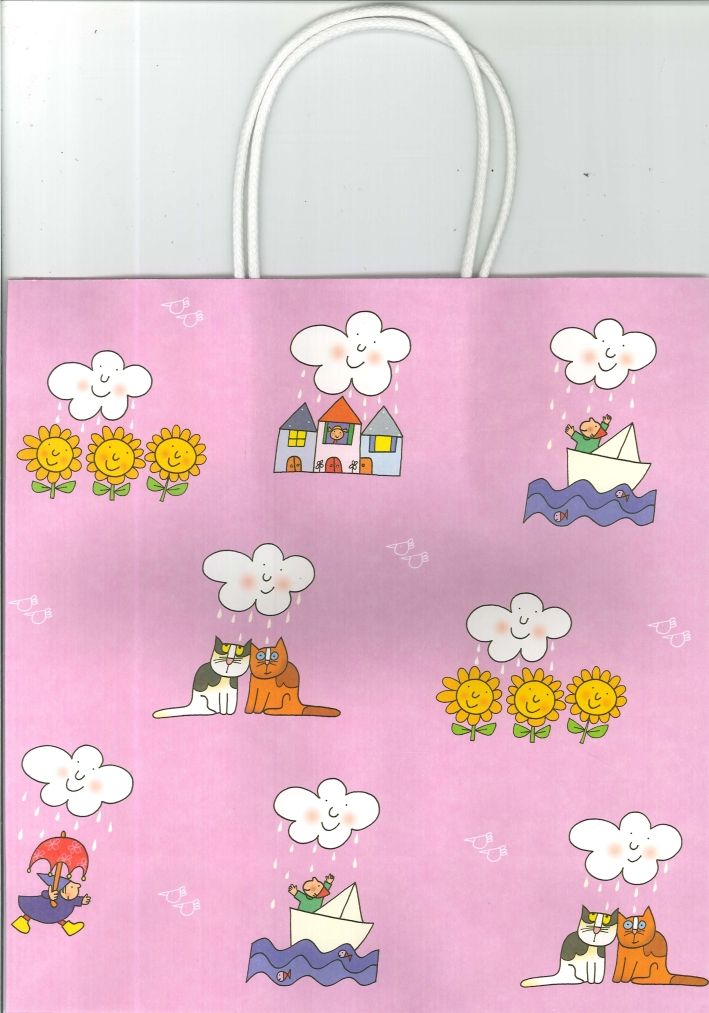 Sacchetti Regalo. Con.5 - Fantasia Lilla con Casine e Nuvole Cm 35x25 Sacchetti Regalo. Con.5 - Fantasia Lilla con Casine e Nuvole Cm 35x25