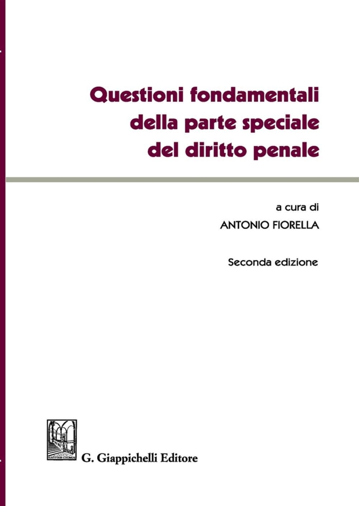 Questioni fondamentali della parte speciale del diritto penale Questioni fondamentali della parte speciale del diritto penale
