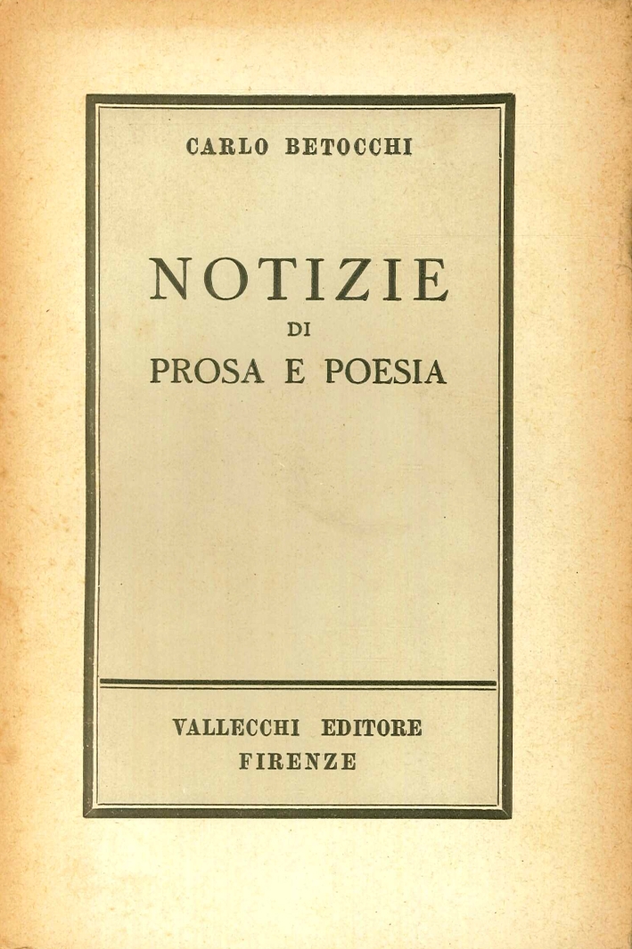 Notizie di Prosa e Poesia Notizie di Prosa e Poesia