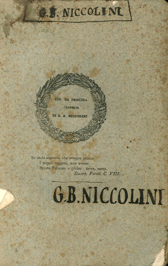 Niccolini G.B. - GIOVANNI DA PROCIDA. TRAGEDIA Niccolini G.B. - GIOVANNI DA PROCIDA. TRAGEDIA