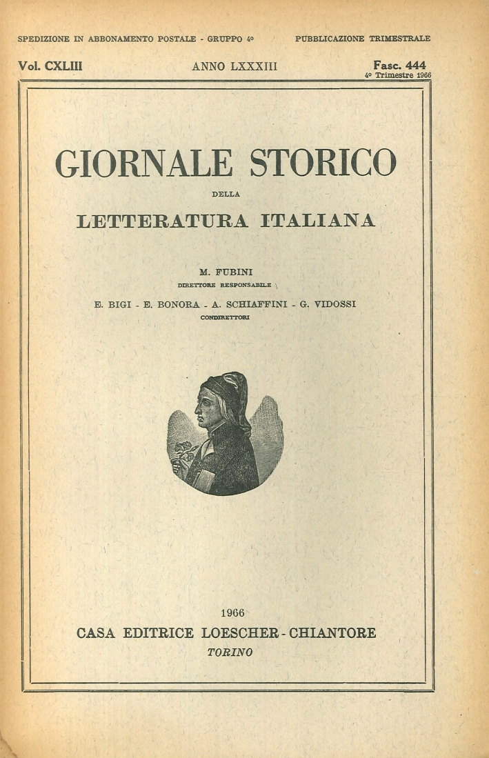 Giornale Storico della Letteratura Italiana Giornale Storico della Letteratura Italiana