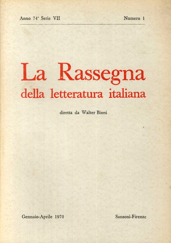 La Rassegna della Letteratura Italiana La Rassegna della Letteratura Italiana