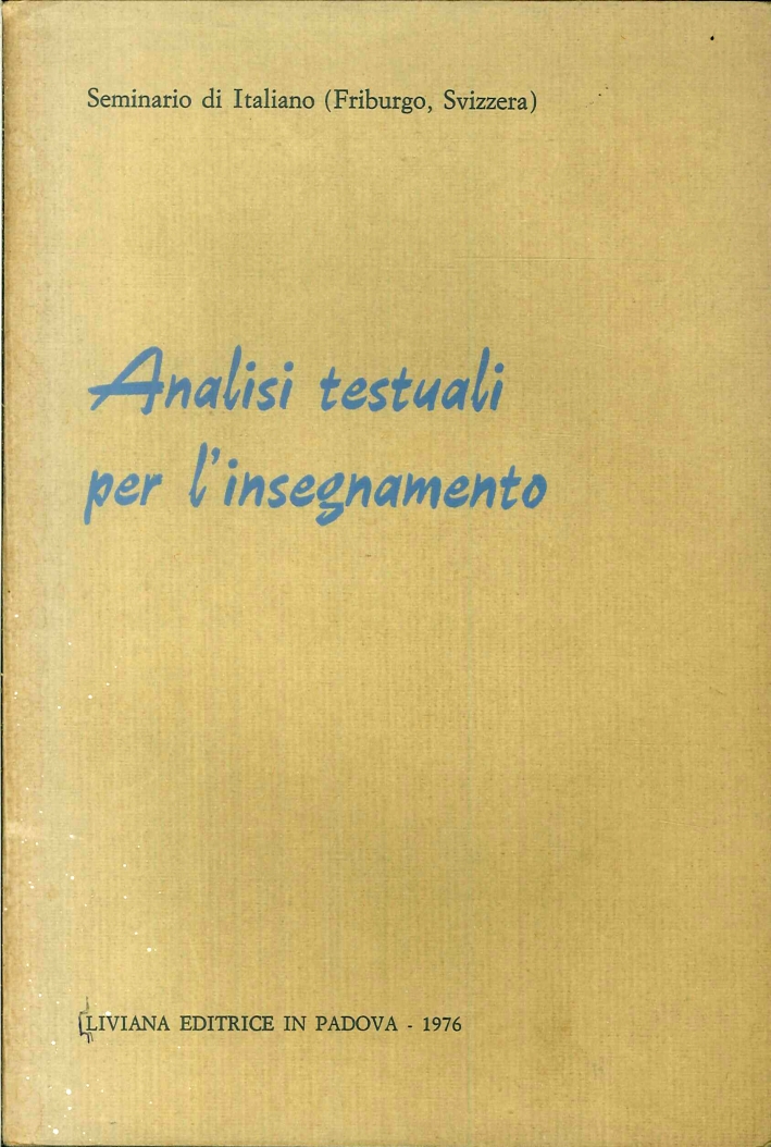 Analisi Testuali per l'Insegnamento Analisi Testuali per l'Insegnamento