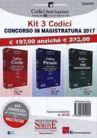 Kit 3 Codici Concorso in Magistratura 2017. Codice Penale. Codice Zanardelli. Codice di Procedura Penale. Leggi Complementari (502/ST)-Codice Civile. Codici del Regno d'Italia. Codice di Procedura Civile. Leggi Complementari (504/ST)-Codice delle Leggi Am