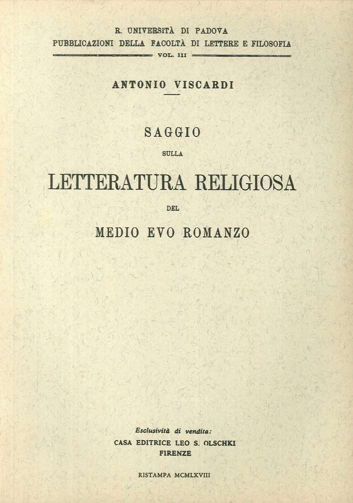 Saggio sulla Letteratura Religiosa del Medio Evo Romanzo Saggio sulla Letteratura Religiosa del Medio Evo Romanzo