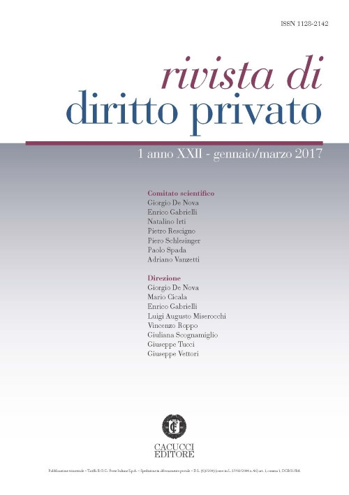 Rivista di diritto privato (2017). Vol. 1: Gennaio-marzo Rivista di diritto privato (2017). Vol. 1: Gennaio-marzo