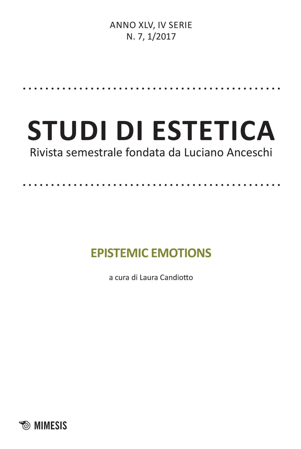 Studi di estetica (2017). Vol. 1 Studi di estetica (2017). Vol. 1