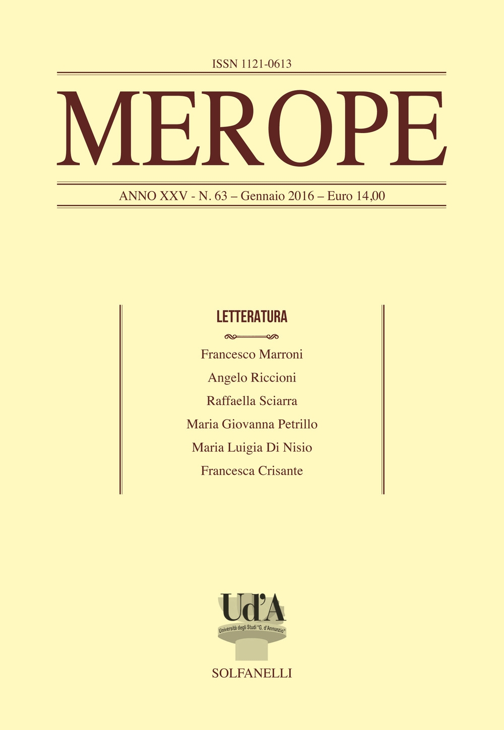 Merope. Vol. 63: Letteratura Merope. Vol. 63: Letteratura