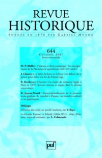 Revue historique, N° 644, octobre 2007 :