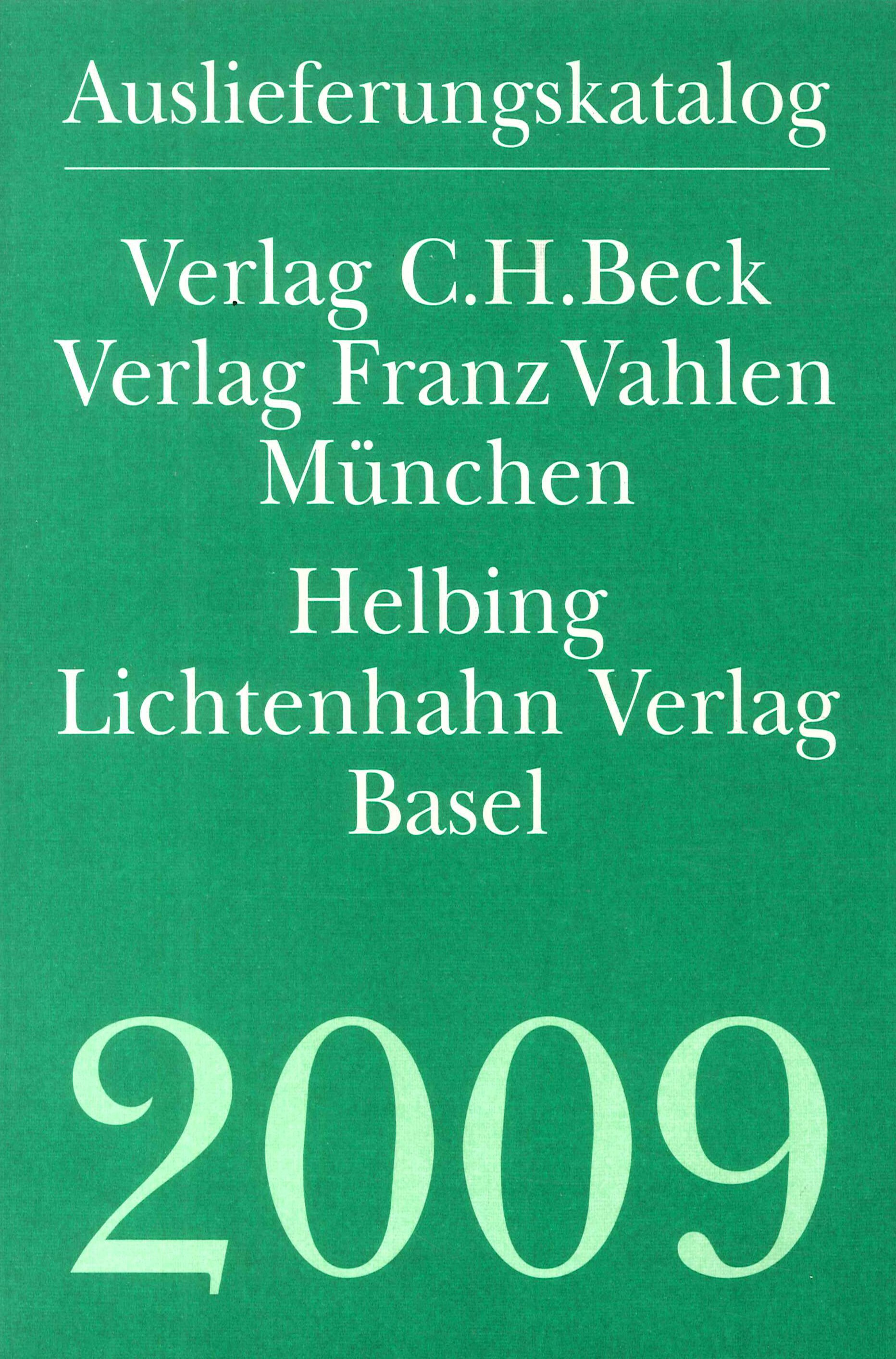 Auslieferungskatalog 2009 Auslieferungskatalog 2009