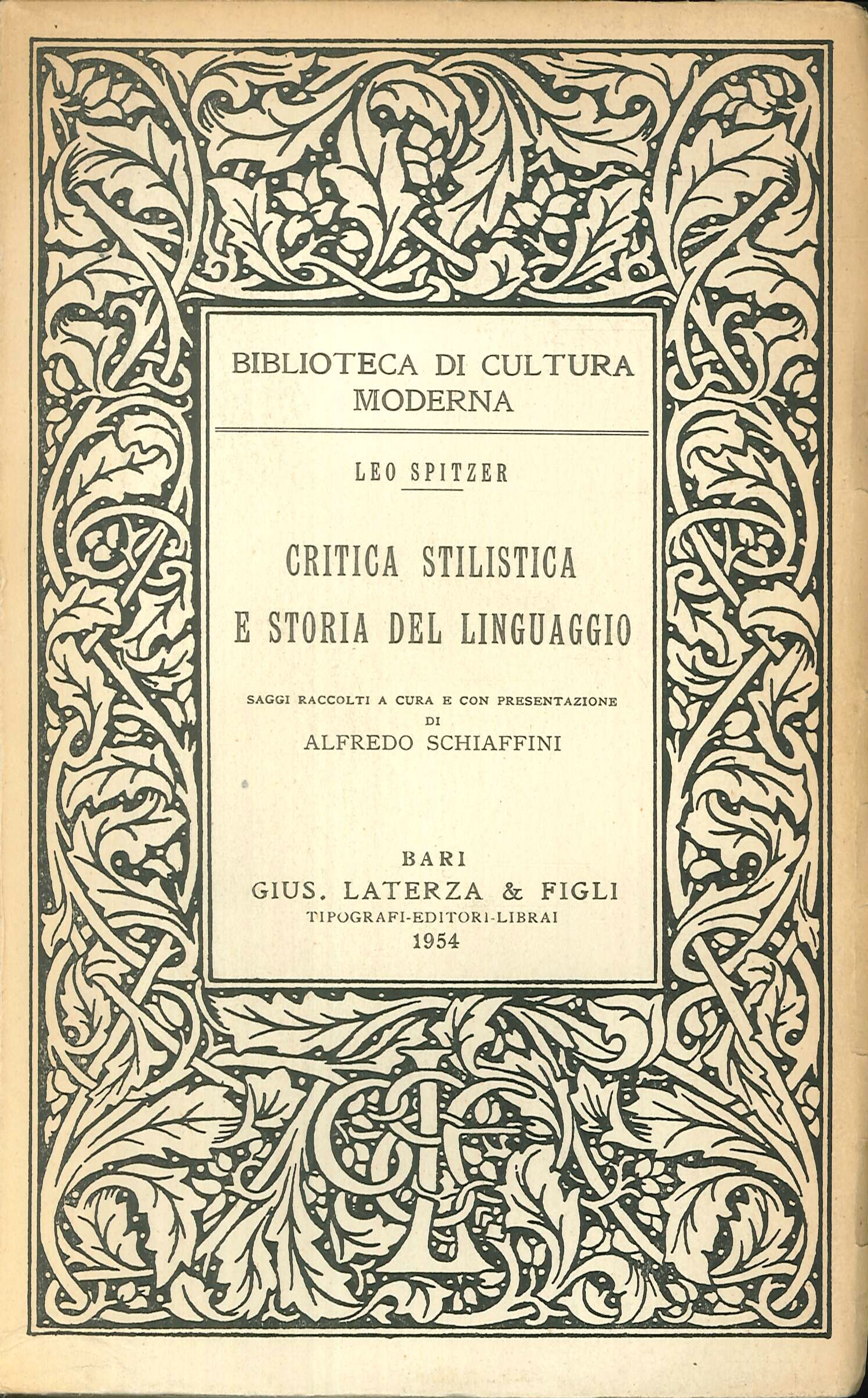 Critica stilistica e storia del linguaggio Critica stilistica e storia del linguaggio