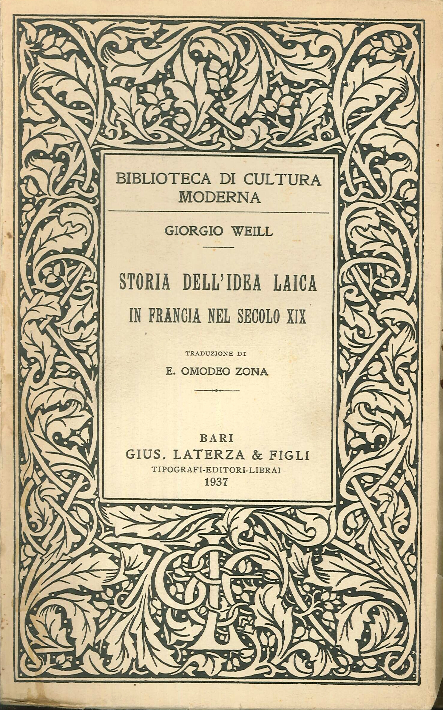 Storia dell'idea laica in Francia nel secolo XIX Storia dell'idea laica in Francia nel secolo XIX