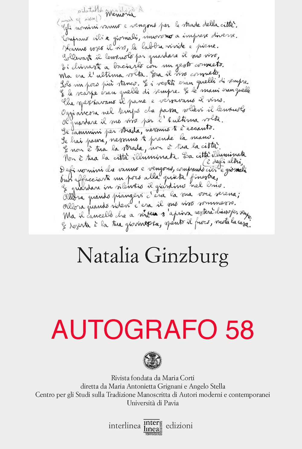 Autografo. Natalia Ginzburg (2017). Vol. 58 Autografo. Natalia Ginzburg (2017). Vol. 58