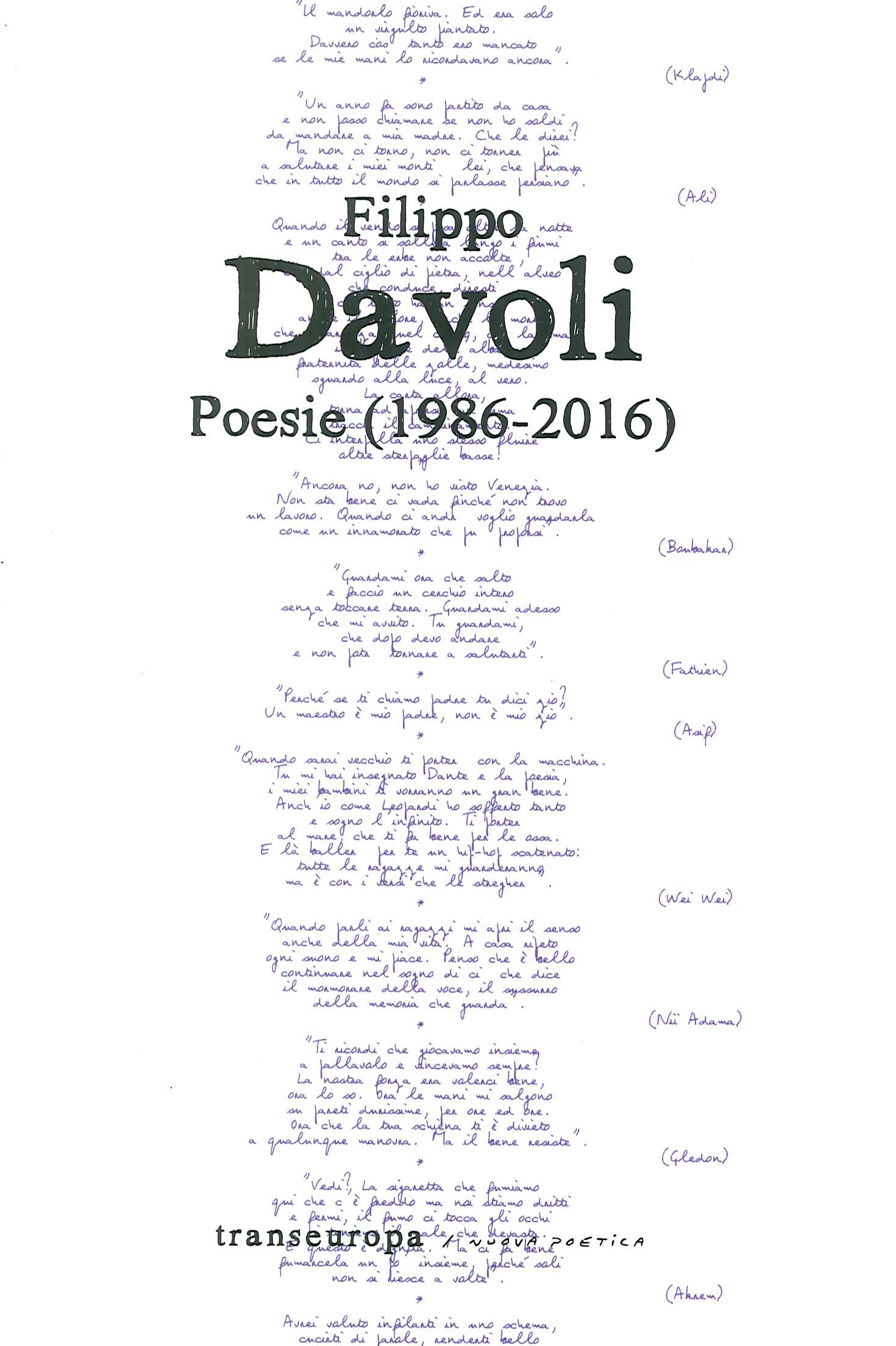 Filippo Davoli. Poesie (1986-2016) Filippo Davoli. Poesie (1986-2016)