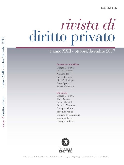 Rivista di diritto privato (2017). Vol. 4: Ottobre-dicembre Rivista di diritto privato (2017). Vol. 4: Ottobre-dicembre