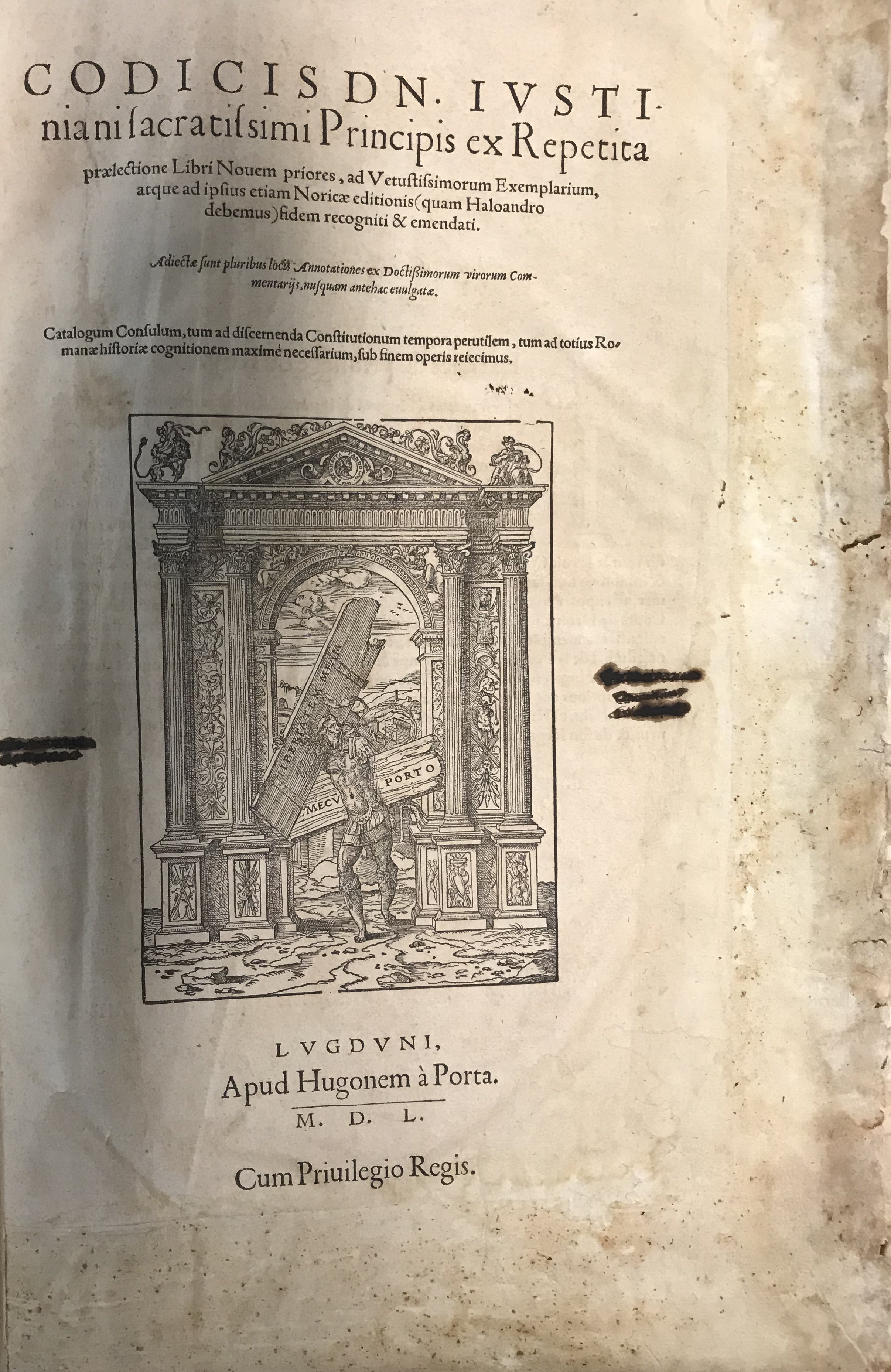 Codicis domini iustiniani sacratissimi principis ex repetita praelectione libri nouen priores, ad vetustissimorum exemplarium, atque ad ipsius etiam Noricae editionis (quam Haloandro debemus) fidem recogniti & emendati...