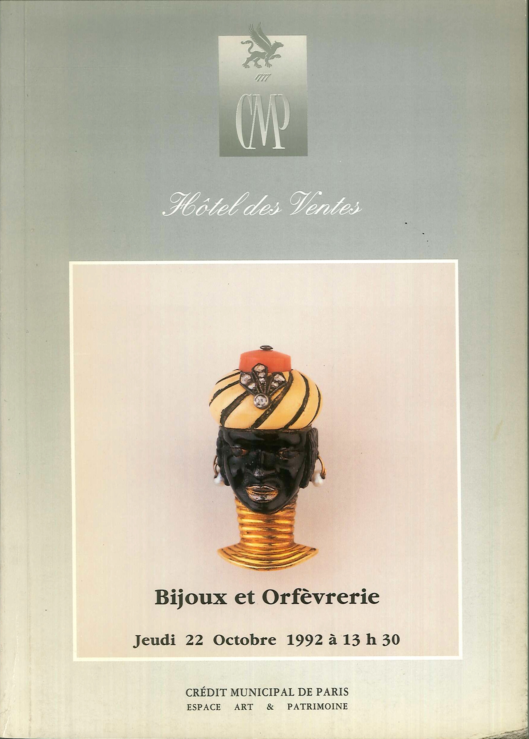 Credit municipal de paris. Bijoux et orfevrerie. Jeudi 22 octobre 1992.