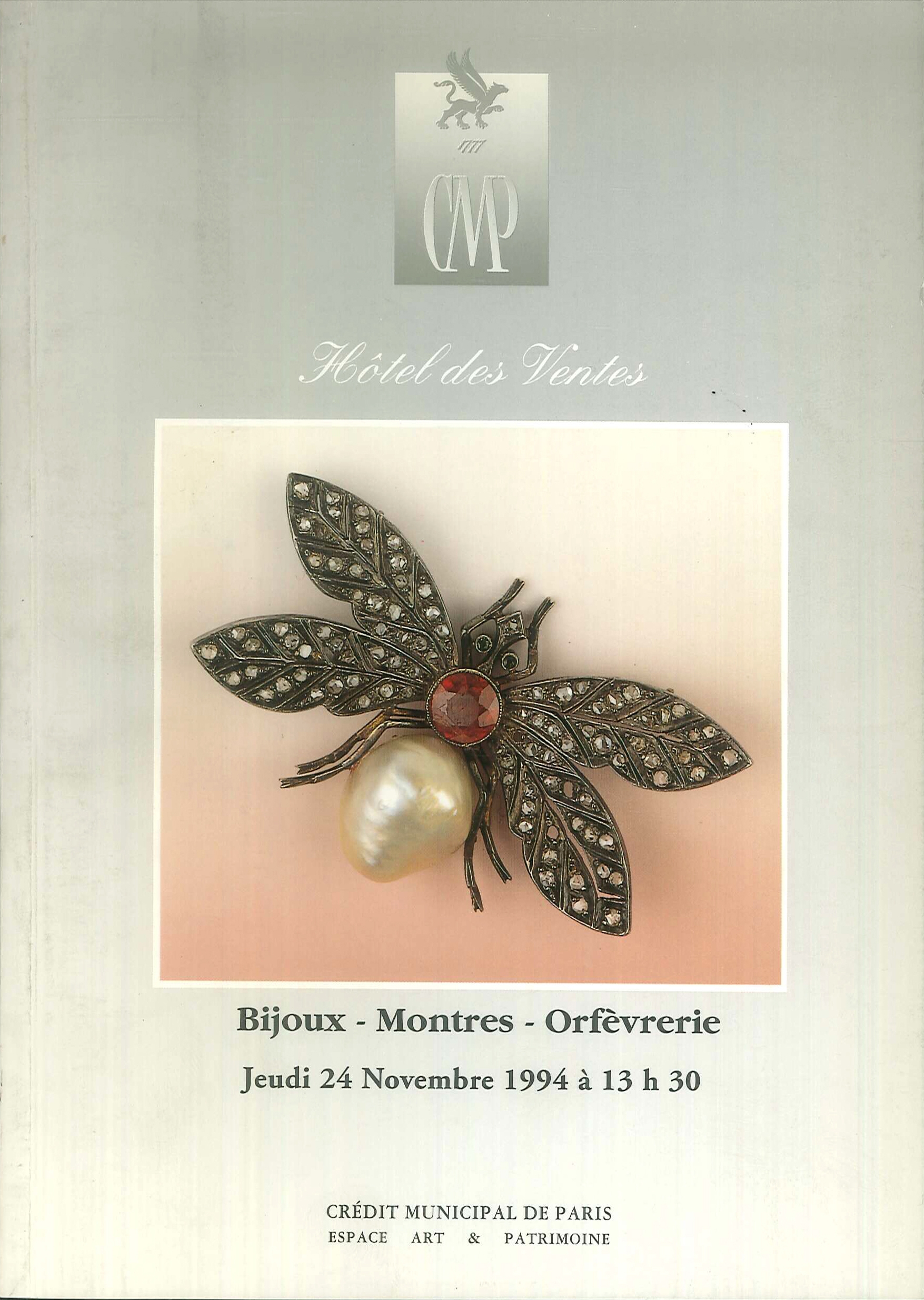 Credit municipal de paris. Bijoux - montres - orfevrerie. Jeudi 24 novembre 1994.