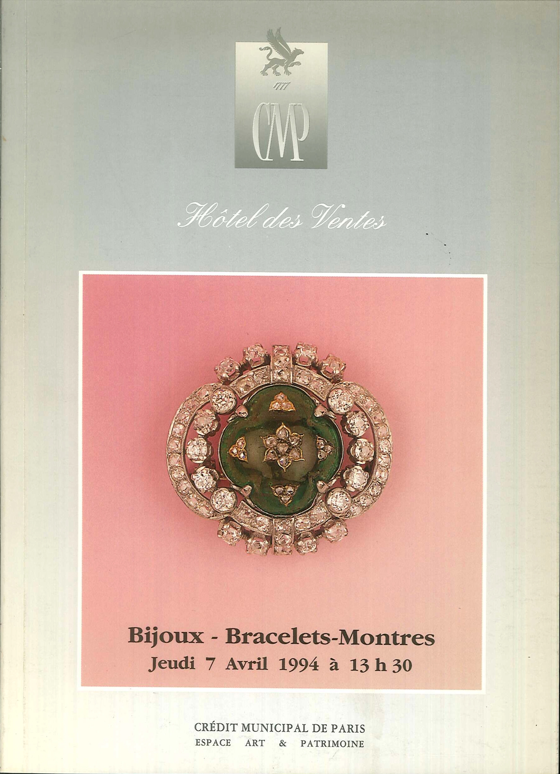 Credit municipal de paris. Bijoux - bracelets - Montres.. Jeudi 7 avril juin 1994.