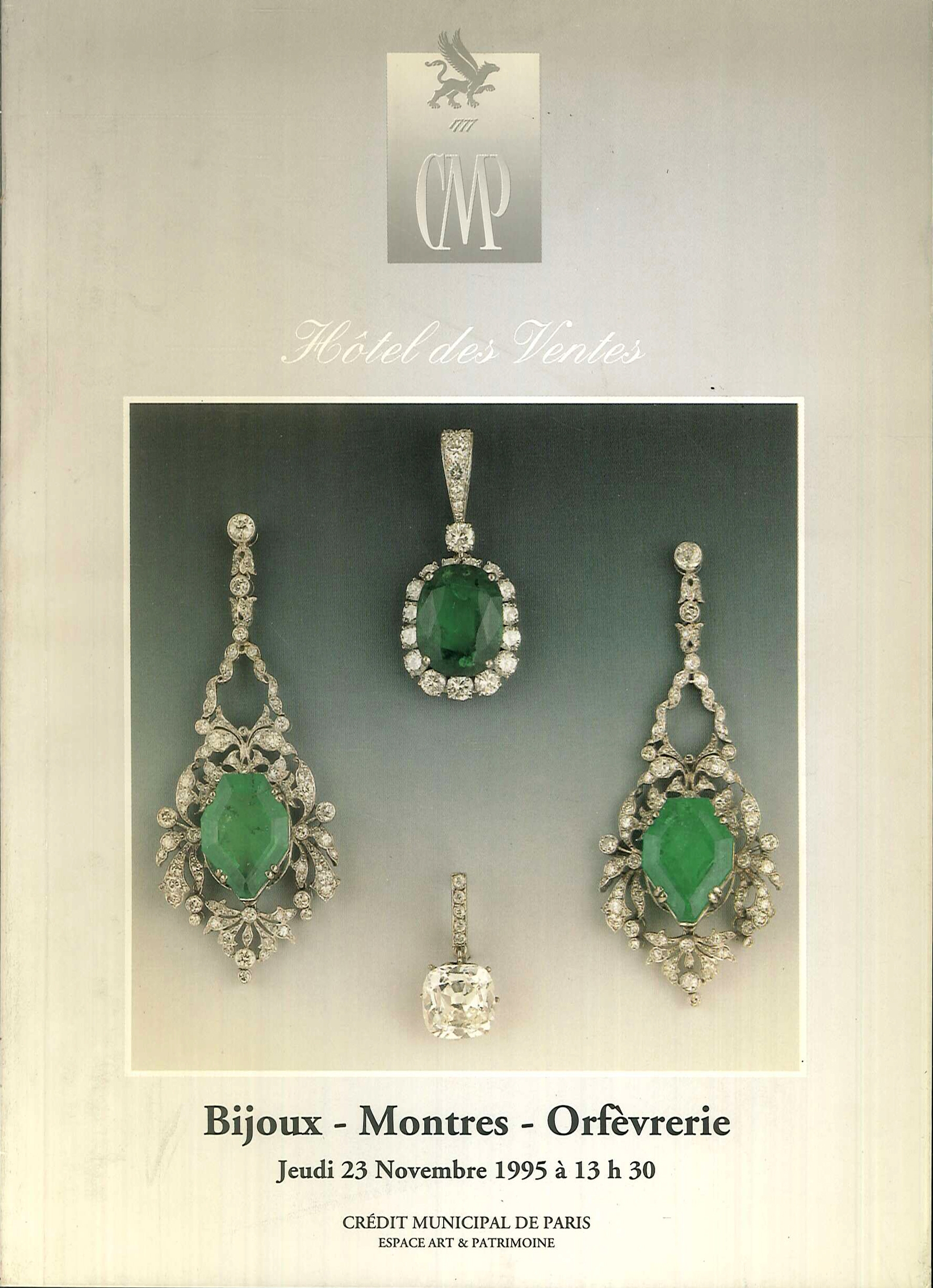 Credit municipal de paris. Bijoux . Montres - orfevrerie. Jeudi 23 novembre 1995.