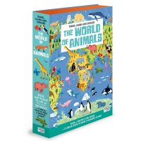 The world of animals. Travel, learn and explore. Con puzzle